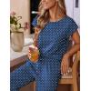 Ekouaer Womens Pajama Sets Cap Sleeve Sleepwear Tops and Long Pants Comfy Pjs 2 Piece Lounge Set with Pockets S-XXL(Navy Blue Dots)