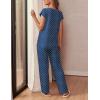 Ekouaer Womens Pajama Sets Cap Sleeve Sleepwear Tops and Long Pants Comfy Pjs 2 Piece Lounge Set with Pockets S-XXL(Navy Blue Dots)