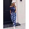 Ekouaer Womens Pajama Sets Cap Sleeve Sleepwear Tops and Long Pants Comfy Pjs 2 Piece Lounge Set with Pockets S-XXL(Navy Blue Flamingo)
