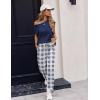 Ekouaer Womens Pajama Sets Cap Sleeve Sleepwear Tops and Long Pants Comfy Pjs 2 Piece Lounge Set with Pockets S-XXL(Navy Blue Plaid)