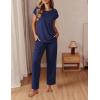 Ekouaer Womens Pajama Sets Cap Sleeve Sleepwear Tops and Long Pants Comfy Pjs 2 Piece Lounge Set with Pockets S-XXL(Navy Blue-1)
