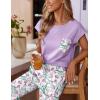 Ekouaer Womens Pajama Sets Cap Sleeve Sleepwear Tops and Long Pants Comfy Pjs 2 Piece Lounge Set with Pockets S-XXL(Purple Flower)