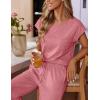 Ekouaer Womens Pajama Sets Cap Sleeve Sleepwear Tops and Long Pants Comfy Pjs 2 Piece Lounge Set with Pockets S-XXL(Purple Red)