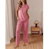 Ekouaer Womens Pajama Sets Cap Sleeve Sleepwear Tops and Long Pants Comfy Pjs 2 Piece Lounge Set with Pockets S-XXL(Purple Red)