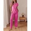 Ekouaer Womens Pajama Sets Cap Sleeve Sleepwear Tops and Long Pants Comfy Pjs 2 Piece Lounge Set with Pockets S-XXL(Rose Red)