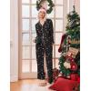Ekouaer Women’s Pajama Sets Long Sleeve Sleepwear Comfy Button Down Nightwear Long Pants Pjs Lounge Set with Pockets S-XXL(Christmas Black)