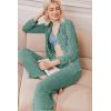 Ekouaer Women’s Pajama Sets Long Sleeve Sleepwear Comfy Button Down Nightwear Long Pants Pjs Lounge Set with Pockets S-XXL(Green)