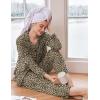 Ekouaer Women’s Pajama Sets Long Sleeve Sleepwear Comfy Button Down Nightwear Long Pants Pjs Lounge Set with Pockets S-XXL(Leopard Camel Black)