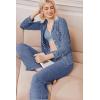Ekouaer Women’s Pajama Sets Long Sleeve Sleepwear Comfy Button Down Nightwear Long Pants Pjs Lounge Set with Pockets S-XXL(Navy)