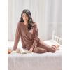 Ekouaer Womens Pajamas Long Sleeve Jogger Sets Comfy Pjs Soft Loungewear 2 Piece Lounge Sets with Pockets S-XXL(Brown)