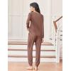 Ekouaer Womens Pajamas Long Sleeve Jogger Sets Comfy Pjs Soft Loungewear 2 Piece Lounge Sets with Pockets S-XXL(Brown)