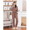 Ekouaer Womens Pajamas Long Sleeve Jogger Sets Comfy Pjs Soft Loungewear 2 Piece Lounge Sets with Pockets S-XXL(Brown)