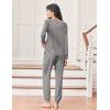 Ekouaer Womens Pajamas Long Sleeve Jogger Sets Comfy Pjs Soft Loungewear 2 Piece Lounge Sets with Pockets S-XXL(Dark Grey)