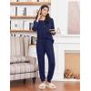Ekouaer Womens Pajamas Long Sleeve Jogger Sets Comfy Pjs Soft Loungewear 2 Piece Lounge Sets with Pockets S-XXL(Navy Blue)