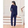 Ekouaer Womens Pajamas Long Sleeve Jogger Sets Comfy Pjs Soft Loungewear 2 Piece Lounge Sets with Pockets S-XXL(Navy Blue)