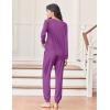 Ekouaer Womens Pajamas Long Sleeve Jogger Sets Comfy Pjs Soft Loungewear 2 Piece Lounge Sets with Pockets S-XXL(Purple)