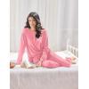 Ekouaer Womens Pajamas Long Sleeve Jogger Sets Comfy Pjs Soft Loungewear 2 Piece Lounge Sets with Pockets S-XXL(Rose)