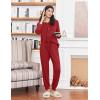 Ekouaer Womens Pajamas Long Sleeve Jogger Sets Comfy Pjs Soft Loungewear 2 Piece Lounge Sets with Pockets S-XXL(Wine Red)