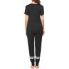 Ekouaer Womens Pajamas Set 2 Piece Lounge Pj Set Short Sleeve Sleepwear Tops with Joggers Pants Loungewear Print Nightwear(Black 2)