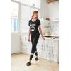 Ekouaer Womens Pajamas Set 2 Piece Lounge Pj Set Short Sleeve Sleepwear Tops with Joggers Pants Loungewear Print Nightwear(Black)