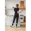 Ekouaer Womens Pajamas Set 2 Piece Lounge Pj Set Short Sleeve Sleepwear Tops with Joggers Pants Loungewear Print Nightwear(Black)
