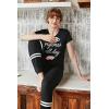 Ekouaer Womens Pajamas Set 2 Piece Lounge Pj Set Short Sleeve Sleepwear Tops with Joggers Pants Loungewear Print Nightwear(Black)