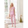 Ekouaer Womens Pajamas Set 2 Piece Lounge Pj Set Short Sleeve Sleepwear Tops with Joggers Pants Loungewear Print Nightwear(Blue Teddy)