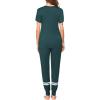 Ekouaer Womens Pajamas Set 2 Piece Lounge Pj Set Short Sleeve Sleepwear Tops with Joggers Pants Loungewear Print Nightwear(Deep Green)