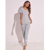 Ekouaer Womens Pajamas Set 2 Piece Lounge Pj Set Short Sleeve Sleepwear Tops with Joggers Pants Loungewear Print Nightwear(Light Grey2)