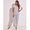 Ekouaer Womens Pajamas Set 2 Piece Lounge Pj Set Short Sleeve Sleepwear Tops with Joggers Pants Loungewear Print Nightwear(Light Grey2)