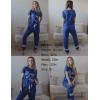 Ekouaer Womens Pajamas Set 2 Piece Lounge Pj Set Short Sleeve Sleepwear Tops with Joggers Pants Loungewear Print Nightwear(Navy)