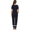 Ekouaer Womens Pajamas Set 2 Piece Lounge Pj Set Short Sleeve Sleepwear Tops with Joggers Pants Loungewear Print Nightwear(Navy Blue)