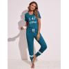 Ekouaer Womens Pajamas Set 2 Piece Lounge Pj Set Short Sleeve Sleepwear Tops with Joggers Pants Loungewear Print Nightwear(Pattern3)