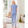 Ekouaer Womens Pajamas Set 2 Piece Lounge Pj Set Short Sleeve Sleepwear Tops with Joggers Pants Loungewear Print Nightwear(Pink Teddy)