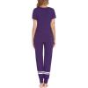 Ekouaer Womens Pajamas Set 2 Piece Lounge Pj Set Short Sleeve Sleepwear Tops with Joggers Pants Loungewear Print Nightwear(Purple)