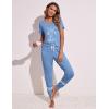 Ekouaer Womens Pajamas Set 2 Piece Lounge Pj Set Short Sleeve Sleepwear Tops with Joggers Pants Loungewear Print Nightwear(Sky Blue)
