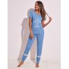 Ekouaer Womens Pajamas Set 2 Piece Lounge Pj Set Short Sleeve Sleepwear Tops with Joggers Pants Loungewear Print Nightwear(Sky Blue)