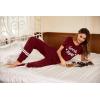 Ekouaer Womens Pajamas Set 2 Piece Lounge Pj Set Short Sleeve Sleepwear Tops with Joggers Pants Loungewear Print Nightwear(Wine Red)