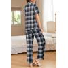 Ekouaer Womens Pajamas Set Plaid PJs Soft Button Down Sleepwear Short Sleeve Nightwear with Long Pants(Big Black Plaid)