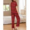 Ekouaer Womens Pajamas Set Plaid PJs Soft Button Down Sleepwear Short Sleeve Nightwear with Long Pants(Big Red Plaid)