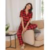 Ekouaer Womens Pajamas Set Plaid PJs Soft Button Down Sleepwear Short Sleeve Nightwear with Long Pants(Big Red Plaid)