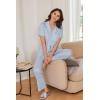 Ekouaer Womens Pajamas Set Plaid PJs Soft Button Down Sleepwear Short Sleeve Nightwear with Long Pants(Blue Star)