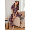 Ekouaer Womens Pajamas Set Plaid PJs Soft Button Down Sleepwear Short Sleeve Nightwear with Long Pants(Small Red Plaid)