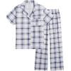 Ekouaer Womens Pajamas Set Plaid PJs Soft Button Down Sleepwear Short Sleeve Nightwear with Long Pants(White Plaid)