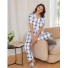 Ekouaer Womens Pajamas Set Plaid PJs Soft Button Down Sleepwear Short Sleeve Nightwear with Long Pants(White Plaid)