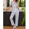 Ekouaer Womens Pajamas Set Plaid PJs Soft Button Down Sleepwear Short Sleeve Nightwear with Long Pants(White Plaid)