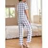Ekouaer Womens Pajamas Set Plaid PJs Soft Button Down Sleepwear Short Sleeve Nightwear with Long Pants(White Plaid)