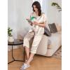 Ekouaer Womens Satin Pajamas Silk Capri Pjs 2 Piece Lounge Sets Short Sleeve Button Down Sleepwear(Champagne)