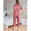 Ekouaer Womens Satin Pajamas Silk Capri Pjs 2 Piece Lounge Sets Short Sleeve Button Down Sleepwear(Dusty Rose)