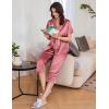 Ekouaer Womens Satin Pajamas Silk Capri Pjs 2 Piece Lounge Sets Short Sleeve Button Down Sleepwear(Dusty Rose)